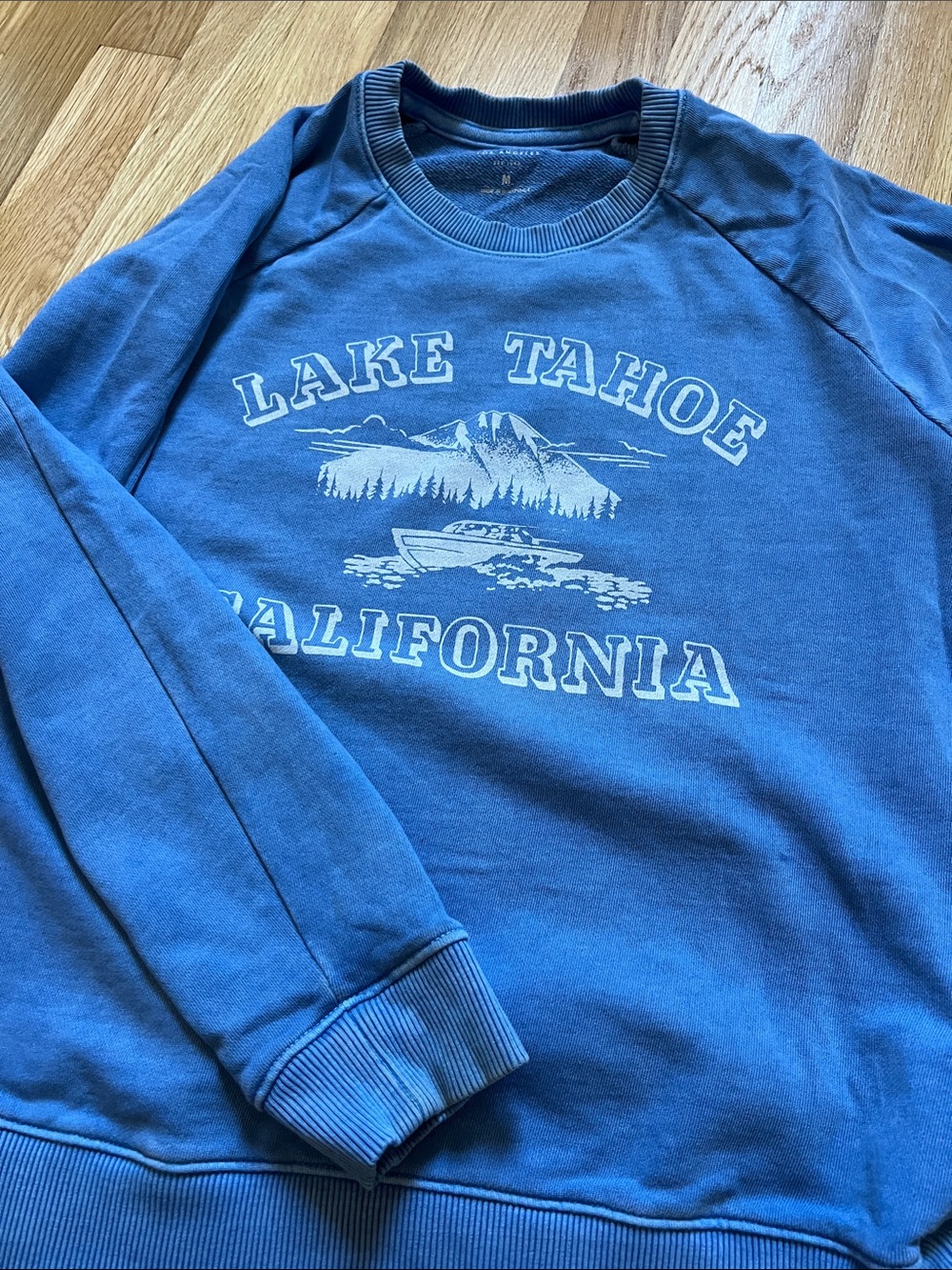 Lucky Brand Lake Tahoe California Blue Crewneck Sweatshirt M - Picture 7 of 11